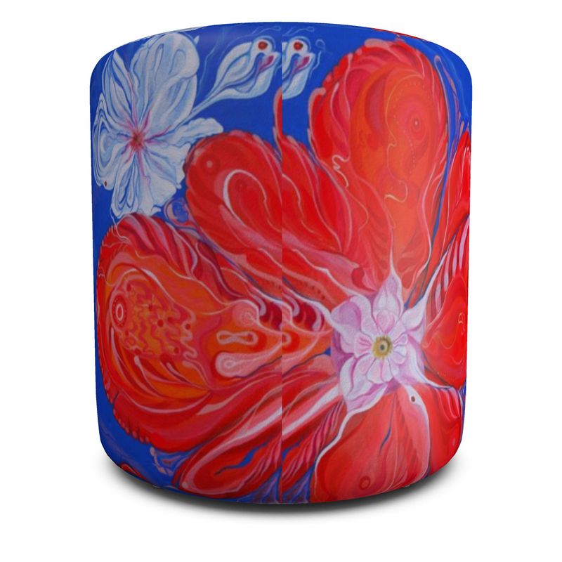 Designer Pouffe Round - AIK/Orange Flower